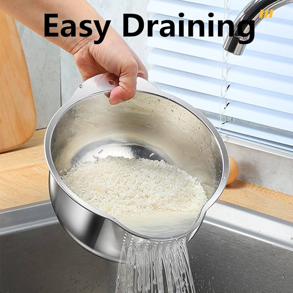 (২ পিস) Stainless Steel Washing Bowl With Side Drainer